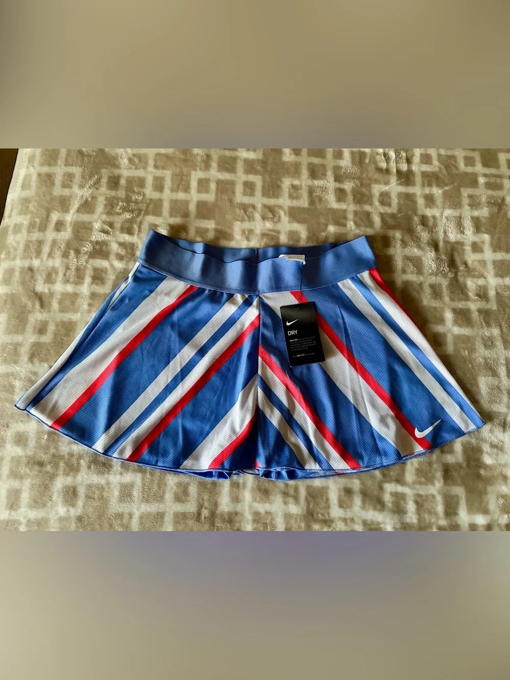 Nike Blue White Red Diagonal Stripe Athletic Skort